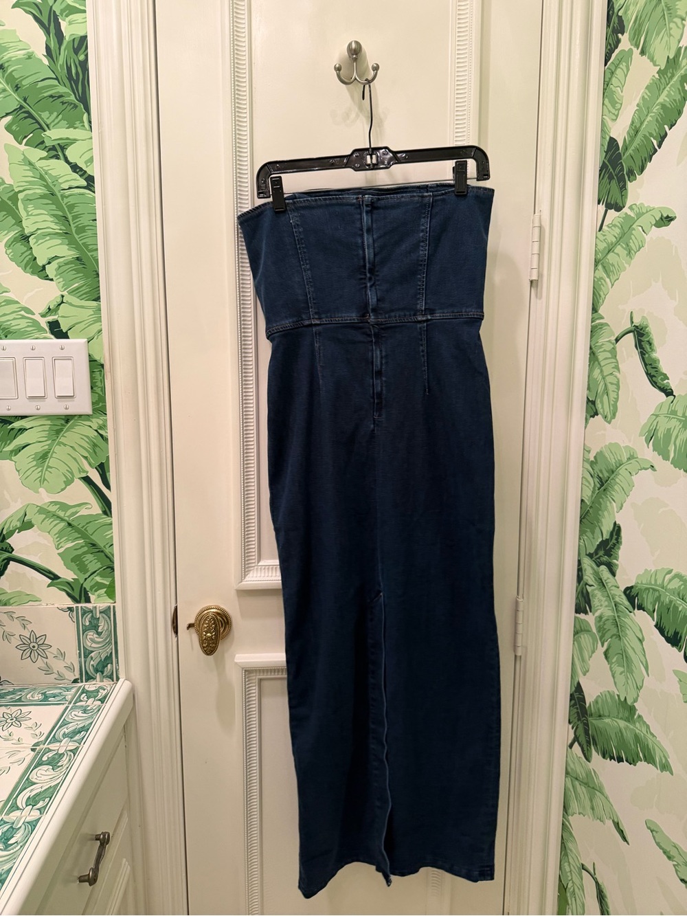 Reformation Eugenia Denim Midi Dress Strapless Size 8 B3 - Picture 8 of 11